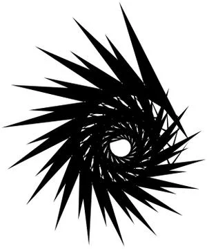 Geometric circular spiral. Abstract angular, edgy shape in rotating fashion Stockillustratie