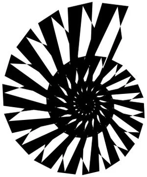 Geometric circular spiral. Abstract angular, edgy shape in rotating fashion Illustrazione stock