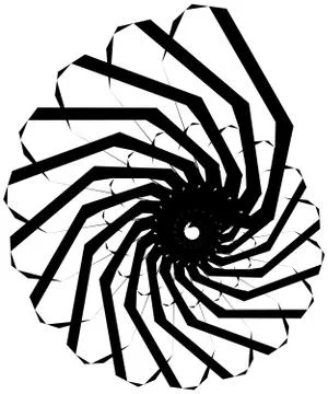 Geometric circular spiral. Abstract angular, edgy shape in rotating fashion イラスト素材