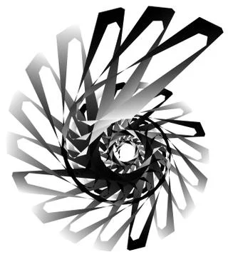 Geometric circular spiral. Abstract angular, edgy shape in rotating fashion イラスト素材