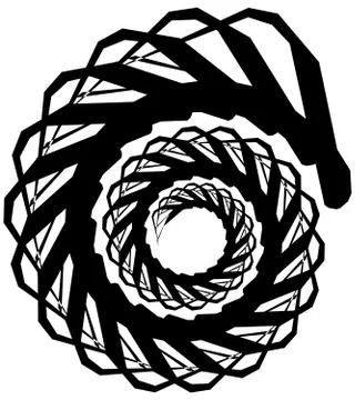 Geometric circular spiral. Abstract angular, edgy shape in rotating fashion イラスト素材