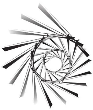 Geometric circular spiral. Abstract angular, edgy shape in rotating fashion イラスト素材