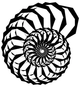 Geometric circular spiral. Abstract angular, edgy shape in rotating fashion 库存插图