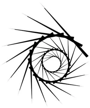 Geometric circular spiral. Abstract angular, edgy shape in rotating fashion 库存插图