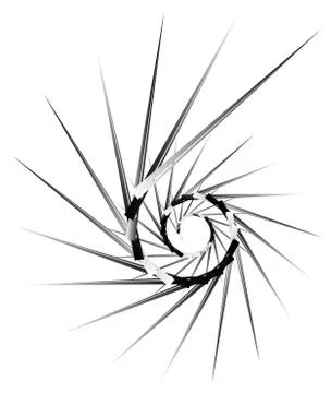 Geometric circular spiral. Abstract angular, edgy shape in rotating fashion イラスト素材