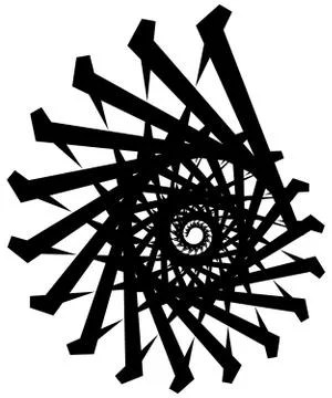 Geometric circular spiral. Abstract angular, edgy shape in rotating fashion イラスト素材