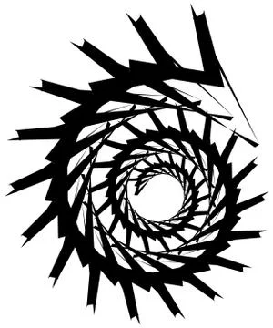 Geometric circular spiral. Abstract angular, edgy shape in rotating fashion イラスト素材