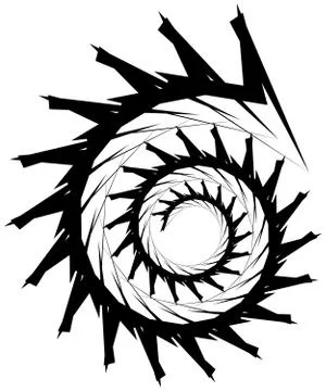 Geometric circular spiral. Abstract angular, edgy shape in rotating fashion イラスト素材