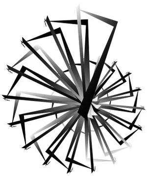Geometric circular spiral. Abstract angular, edgy shape in rotating fashion Stock Illustration