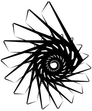 Geometric circular spiral. Abstract angular, edgy shape in rotating fashion イラスト素材
