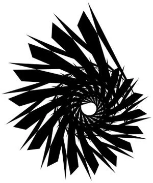 Geometric circular spiral. Abstract angular, edgy shape in rotating fashion イラスト素材