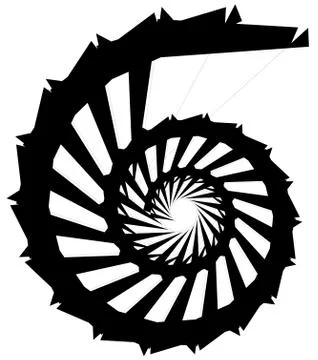 Geometric circular spiral. Abstract angular, edgy shape in rotating fashion イラスト素材