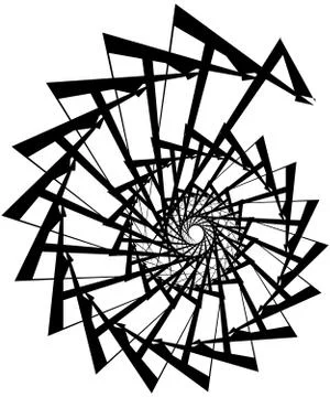Geometric circular spiral. Abstract angular, edgy shape in rotating fashion イラスト素材