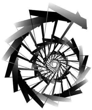 Geometric circular spiral. Abstract angular, edgy shape in rotating fashion 库存插图