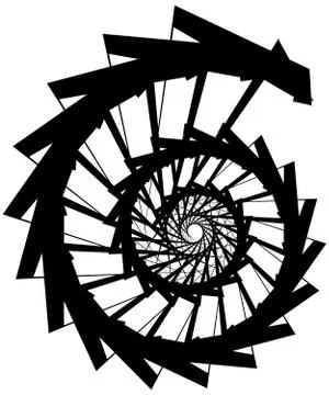 Geometric circular spiral. Abstract angular, edgy shape in rotating fashion イラスト素材