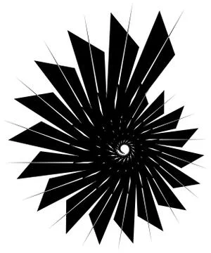 Geometric circular spiral. Abstract angular, edgy shape in rotating fashion イラスト素材