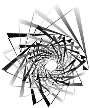 Geometric circular spiral. Abstract angular, edgy shape in rotating fashion Stock Illustration