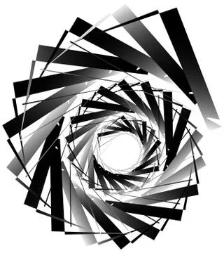 Geometric circular spiral. Abstract angular, edgy shape in rotating fashion 库存插图