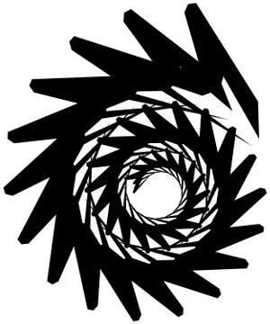 Geometric circular spiral. Abstract angular, edgy shape in rotating fashion イラスト素材