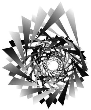 Geometric circular spiral. Abstract angular, edgy shape in rotating fashion 库存插图