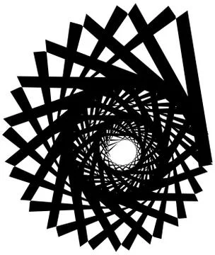 Geometric circular spiral. Abstract angular, edgy shape in rotating fashion Stock Illustration