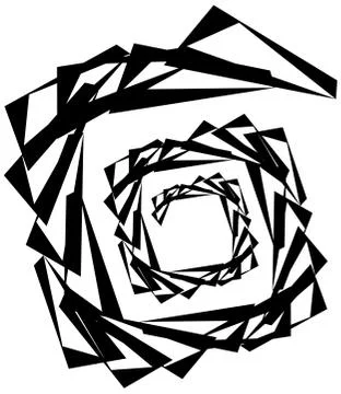 Geometric circular spiral. Abstract angular, edgy shape in rotating fashion イラスト素材