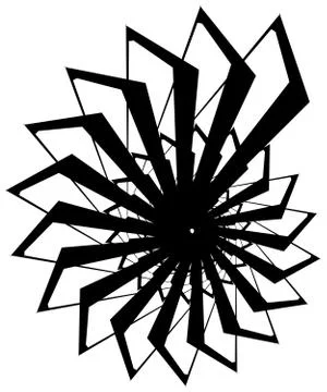 Geometric circular spiral. Abstract angular, edgy shape in rotating fashion Stock Illustration