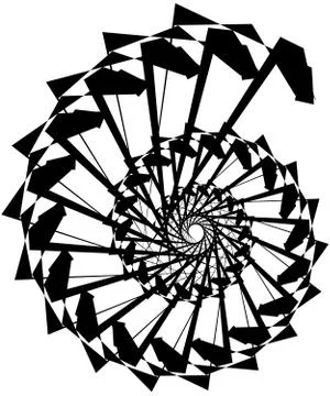Geometric circular spiral. Abstract angular, edgy shape in rotating fashion イラスト素材