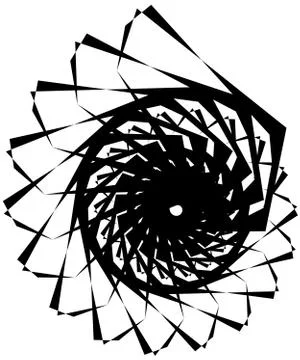 Geometric circular spiral. Abstract angular, edgy shape in rotating fashion イラスト素材