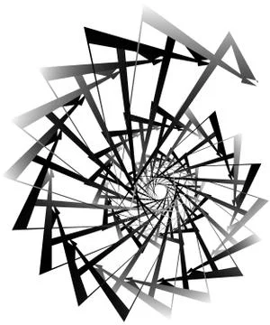 Geometric circular spiral. Abstract angular, edgy shape in rotating fashion 库存插图