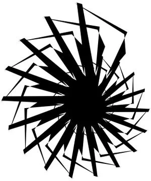 Geometric circular spiral. Abstract angular, edgy shape in rotating fashion Stockillustratie