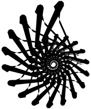 Geometric circular spiral. Abstract angular, edgy shape in rotating fashion イラスト素材