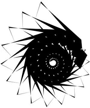 Geometric circular spiral. Abstract angular, edgy shape in rotating fashion イラスト素材