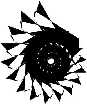 Geometric circular spiral. Abstract angular, edgy shape in rotating fashion イラスト素材