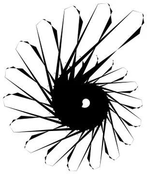 Geometric circular spiral. Abstract angular, edgy shape in rotating fashion 库存插图