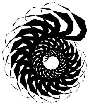 Geometric circular spiral. Abstract angular, edgy shape in rotating fashion イラスト素材