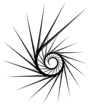 Geometric circular spiral. Abstract angular, edgy shape in rotating fashion Stockillustratie