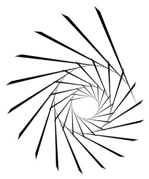 Geometric circular spiral. Abstract angular, edgy shape in rotating fashion Illustrazione stock