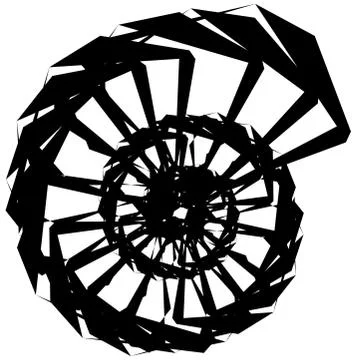 Geometric circular spiral. Abstract angular, edgy shape in rotating fashion イラスト素材
