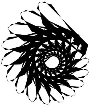 Geometric circular spiral. Abstract angular, edgy shape in rotating fashion イラスト素材