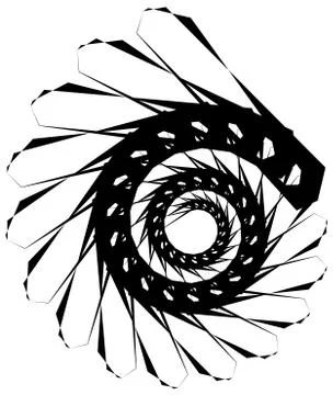 Geometric circular spiral. Abstract angular, edgy shape in rotating fashion イラスト素材