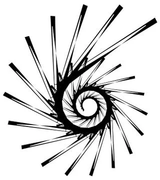 Geometric circular spiral. Abstract angular, edgy shape in rotating fashion イラスト素材