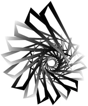 Geometric circular spiral. Abstract angular, edgy shape in rotating fashion 库存插图