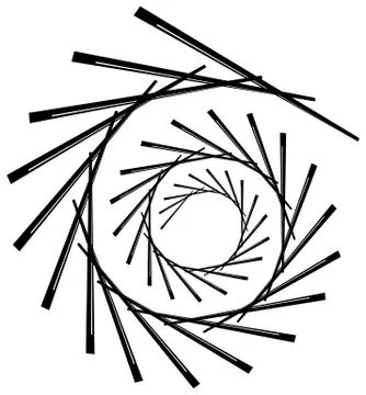 Geometric circular spiral. Abstract angular, edgy shape in rotating fashion イラスト素材
