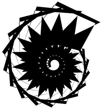 Geometric circular spiral. Abstract angular, edgy shape in rotating fashion イラスト素材