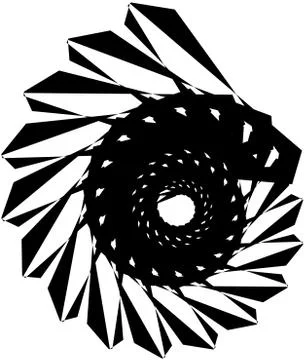 Geometric circular spiral. Abstract angular, edgy shape in rotating fashion Stock Illustration