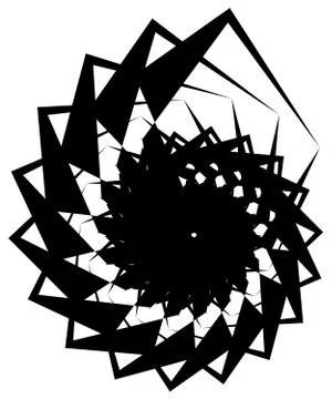 Geometric circular spiral. Abstract angular, edgy shape in rotating fashion Stock Illustration