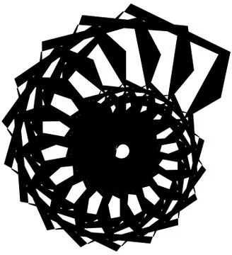 Geometric circular spiral. Abstract angular, edgy shape in rotating fashion Stock Illustration