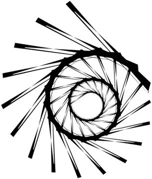 Geometric circular spiral. Abstract angular, edgy shape in rotating fashion Stock Illustration