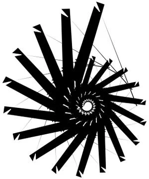 Geometric circular spiral. Abstract angular, edgy shape in rotating fashion イラスト素材